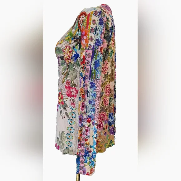 Johnny Was Dreamer Favorite Vee Swing Tee Shirt Top Long Sleeve Floral XS - Picture 7 of 7